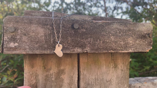 Heart on a String Necklace - Handmade. Oxidized Fine and Sterling Silver
