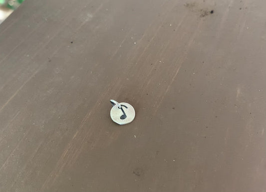 Music Note Pendant- Handmade. Oxidized Fine Silver. Design Your Own Series