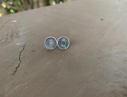 Glisten Post Earrings - Handmade. Oxidized Fine Silver Earrings