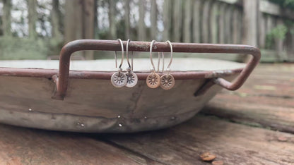 Lil' Sunshine Earrings - Handmade. Oxidized Fine Silver Dangle Earrings.