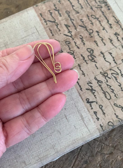 Solitaire 14kt Yellow Goldfill Earwires - Handmade. Handforged