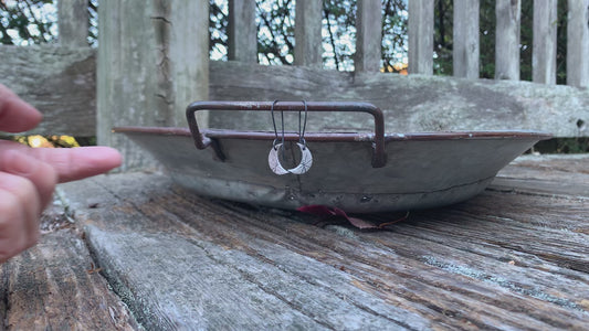 Luna Earrings - Handmade. Oxidized fine and sterling silver dangle earrings