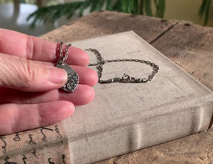 Queen Ann's Lace Necklace - Handmade. Oxidized Fine and Sterling Silver Botanical Pendant Necklace