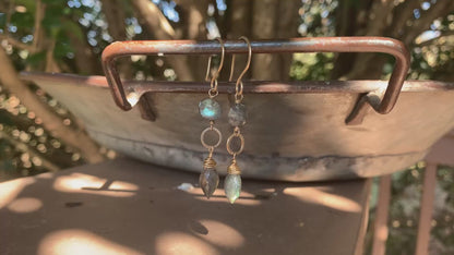 NEW - ONE of a KIND Labradorite 14kt Goldfill Handmade Dangle Earrings