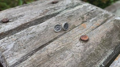 Desert Bloom Post Earrings - Handmade. Oxidized Fine Silver Botanical Earrings