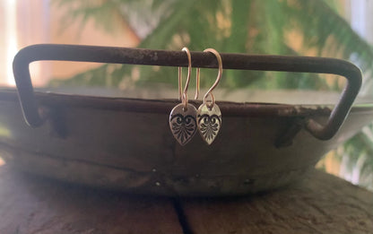 French Quarter Earrings - Leaf - Oxidized fine silver. 14kt Goldfill. Mixed Metal. Handmade