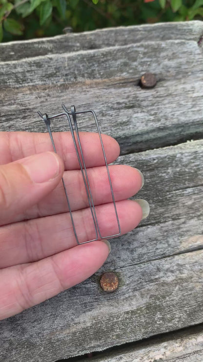 Svelte Hoops Large - Handmade. Hand forged. Heavily Oxidized Sterling Silver Earrings