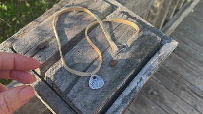 Farmer's Daughter Necklace - Fine & Sterling Silver. Leather. Handmade. Tear Drop Botanical Pendant