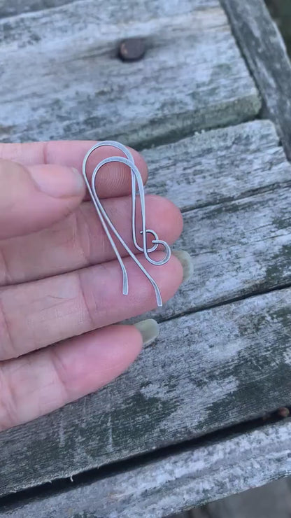Solitaire Sterling Silver Earwires - Handmade. Handforged