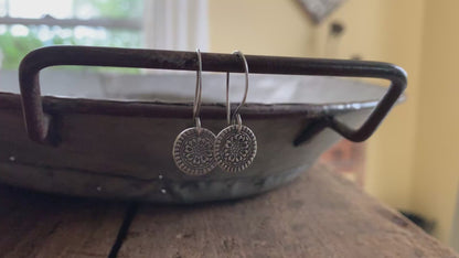 Mandala Earrings - Handmade. Oxidized fine and sterling silver