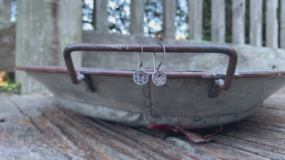Essential Earrings Small Round - Handmade. Oxidized fine and sterling silver dangle earrings