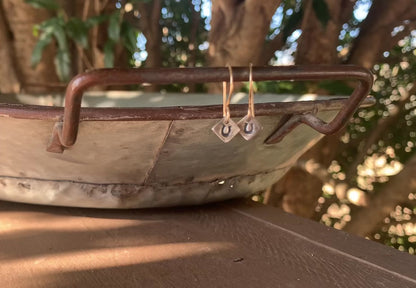 Lil' Bit Lucky Earrings - Handmade. Mixed Metal. 14kt Goldfill & Oxidized fine silver Horseshoe Dangle Earrings