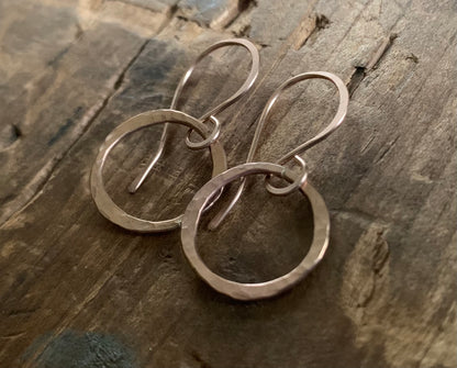 Mangly Lagom Earrings - Handmade. 14kt ROSE Goldfill dangle earrings. Choice of 3 sizes & 2 finishes.