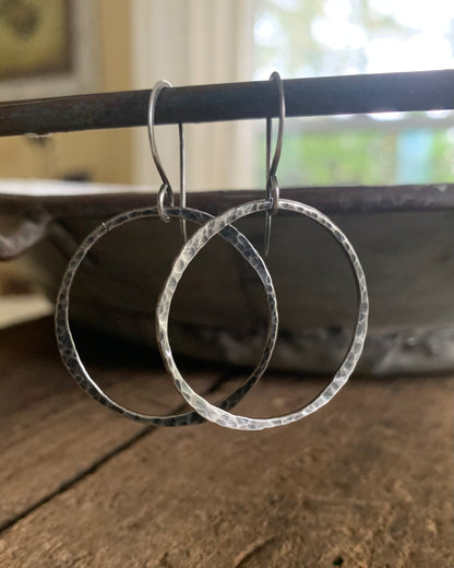 Mangly Lagom Earrings - Handmade. Sterling silver dangle earrings. Choice of 3 sizes & 4 finishes.