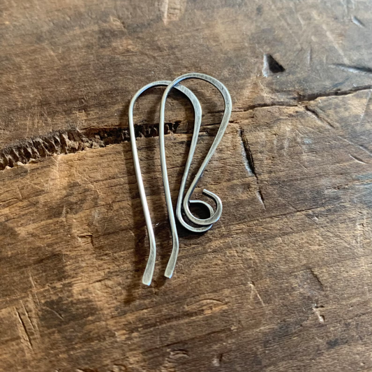 Solitaire Sterling Silver Earwires - Handmade. Oxidized and polished Finish.