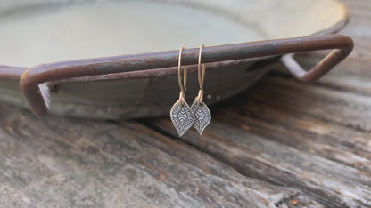 Toccoa Earrings - Oxidized fine silver. 14kt Goldfill. Mixed Metal. Handmade
