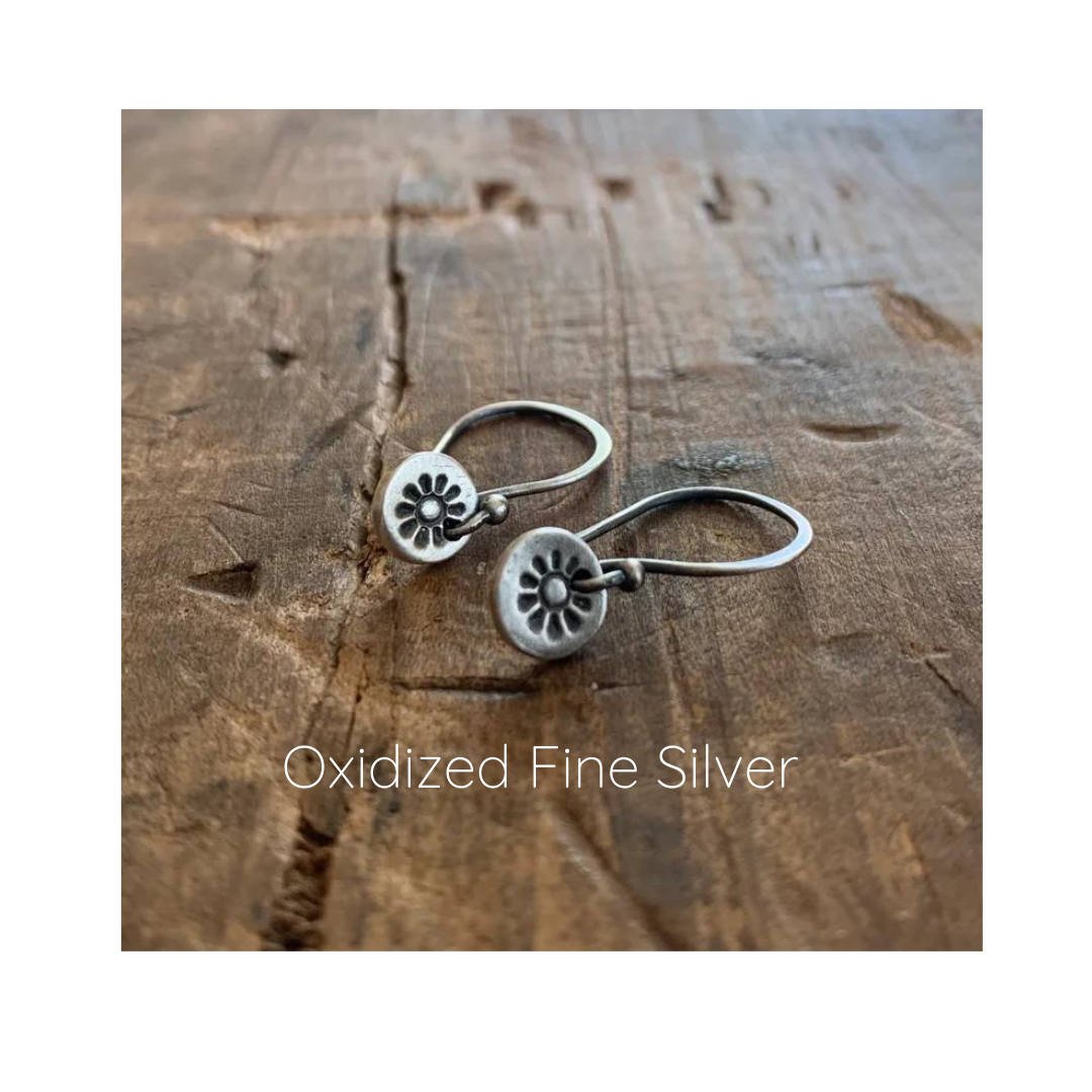 Lil' Sunshine Earrings - Handmade. Mixed Metal Bronze & Fine Silver or Oxidized Fine Silver.