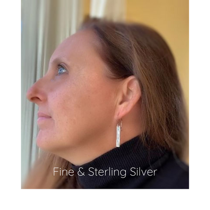 Leas Earrings - Handmade. Oxidized fine & sterling silver dangle earrings.