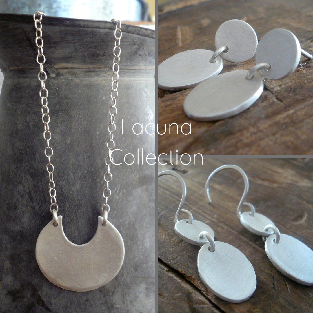 Lacuna Collection Necklace - Handmade. Brushed Fine Silver Pendant Necklace