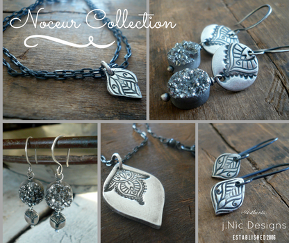 Noceur Large Dangle Earrings - Handmade. Oxidized fine and sterling silver dangle earrings