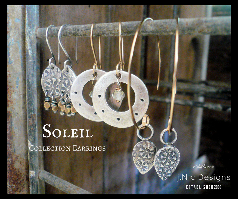 Soleil Collection Drops Necklace- Oxidized fine silver. Brass. 14kt Goldfill. Leather. Mixed Metal. Handmade