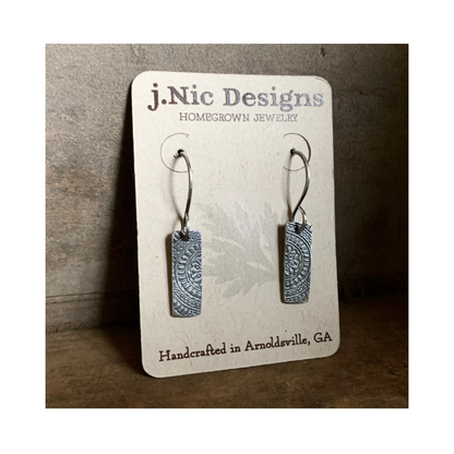 Mandala Tab Earrings - Handmade. Fine and Sterling Silver dangle earrings.