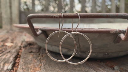 Lagom Earrings Large - Handmade. Heavily Oxidized/ Black sterling silver dangle earrings