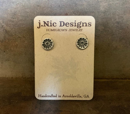 Desert Bloom Post Earrings - Handmade. Oxidized Fine Silver Botanical Earrings