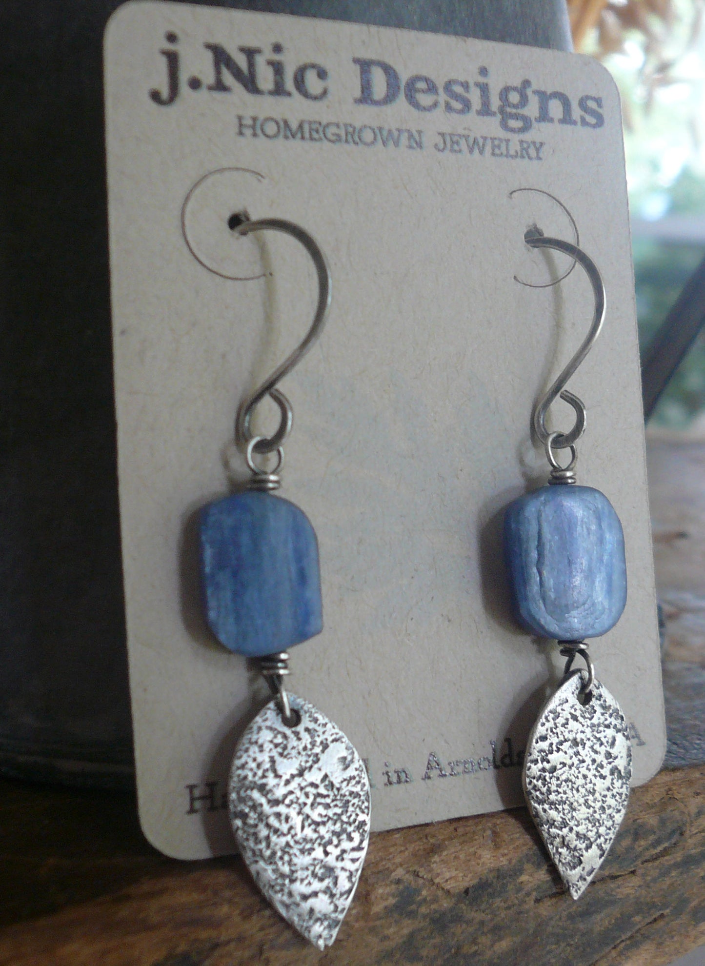 DAILY DEAL Cielo Earrings- Oxidized fine silver. Kyanite. Dangle earrings. Handmade