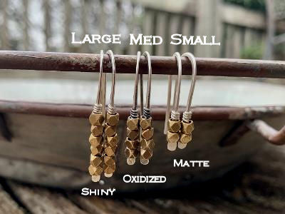 Cobblestone - Handmade. Brass. Sterling Silver Dangle Earrings. Choice of 3 sizes and 3 finishes.