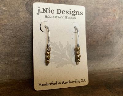 Cobblestone - Handmade. Brass. Sterling Silver Dangle Earrings. Choice of 3 sizes and 3 finishes.