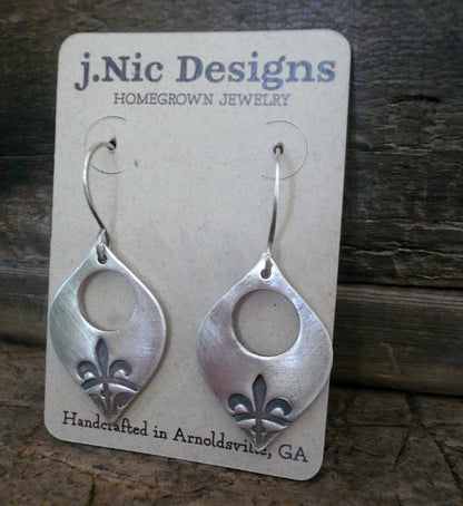 Creole Collection Earrings- Oxidized Sterling and Fine Silver Dangle Earrings. Handmade.