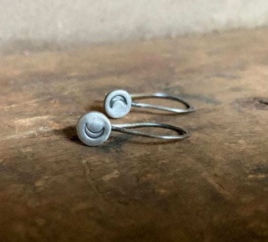 Drops of Moon Earrings - Handmade. Oxidized fine and sterling silver