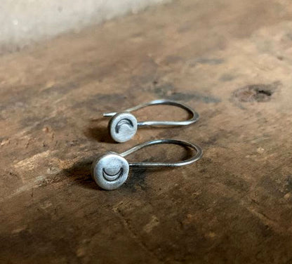 Drops of Moon Earrings - Handmade. Oxidized fine and sterling silver
