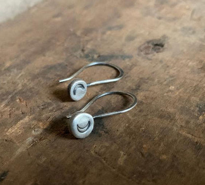 Drops of Moon Earrings - Handmade. Oxidized fine and sterling silver