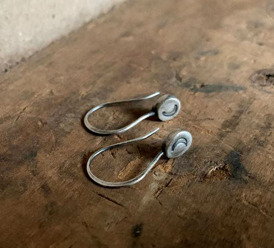 Drops of Moon Earrings - Handmade. Oxidized fine and sterling silver