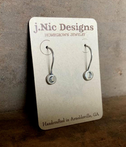 Drops of Moon Earrings - Handmade. Oxidized fine and sterling silver