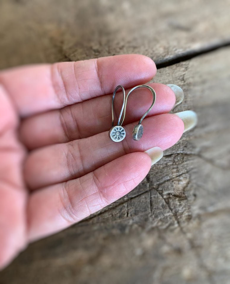 Drops of Sun Earrings - Handmade. Oxidized fine and sterling silver