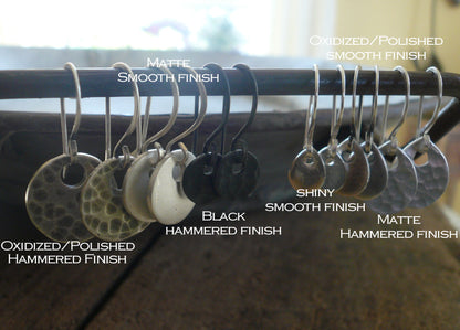 Essential Earrings Medium Round - Handmade. Brushed/Oxidized fine and sterling silver dangle earrings