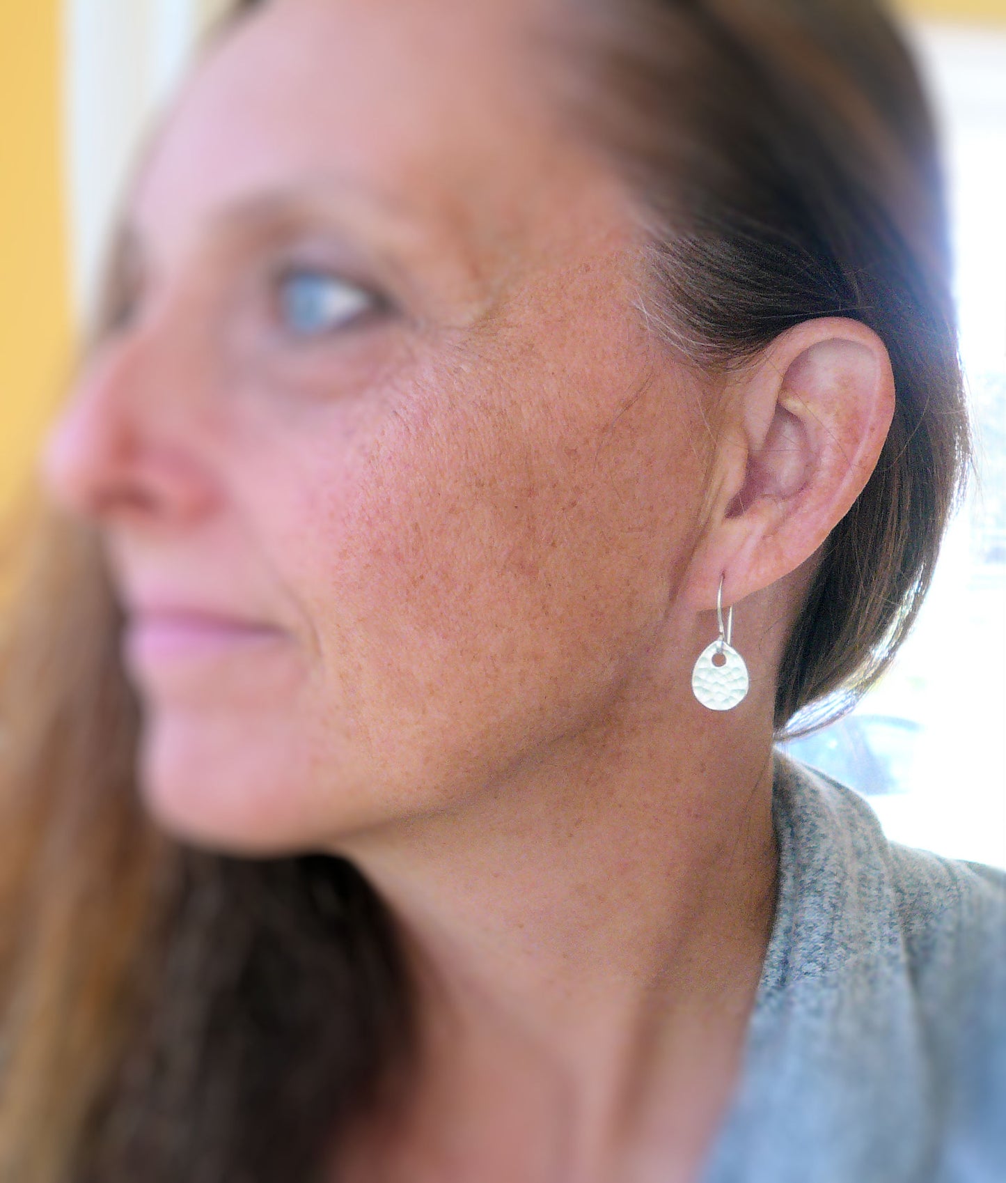 Essential Earrings Large Tear - Handmade. Brushed Fine and sterling silver dangle earrings