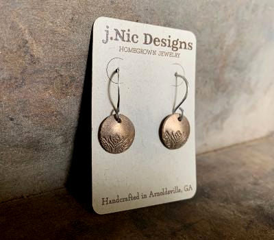 Florin Earrings - Handmade. Bronze and Oxidized sterling silver dangle earrings. Mixed Metal