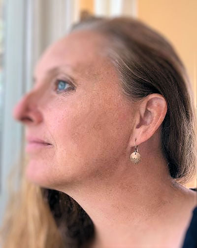 Florin Earrings - Handmade. Oxidized Fine & sterling silver dangle earrings.