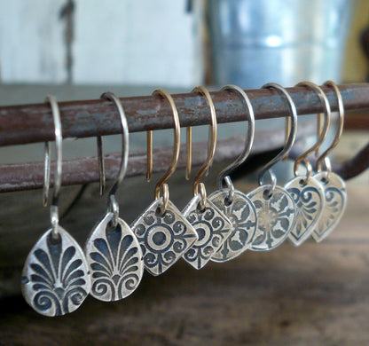 French Quarter Necklace -Tear- Oxidized fine silver and 14kt Goldfill or sterling silver chain. Handmade