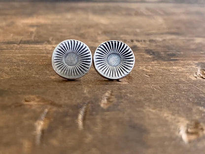 Glisten Post Earrings - Handmade. Oxidized Fine Silver Earrings