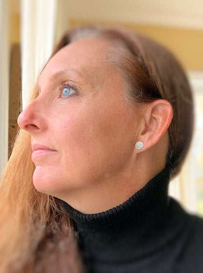 Glisten Post Earrings - Handmade. Oxidized Fine Silver Earrings