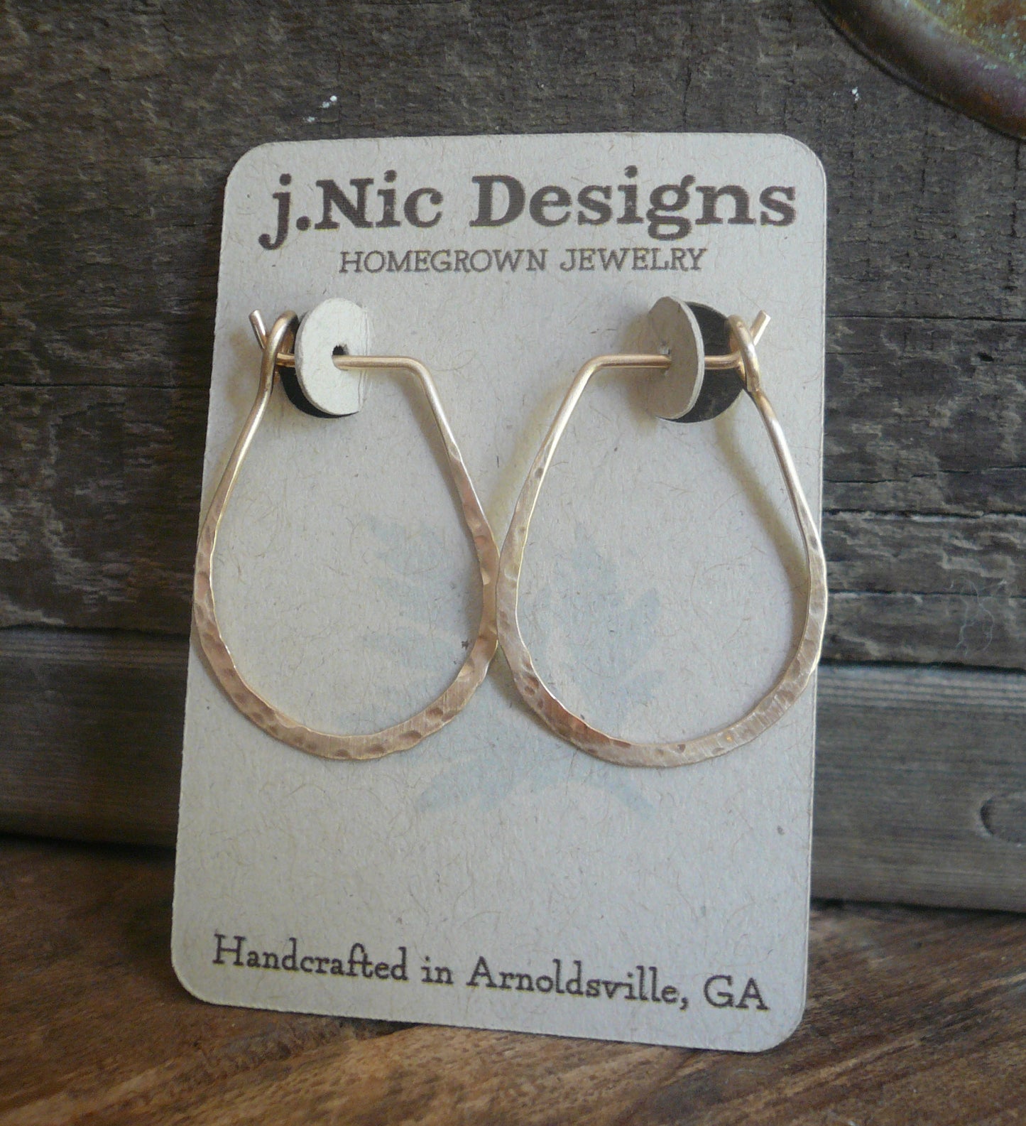 Hammered Horseshoe Hoops in Gold - Handmade. hand forged. 14kt goldfill Earrings