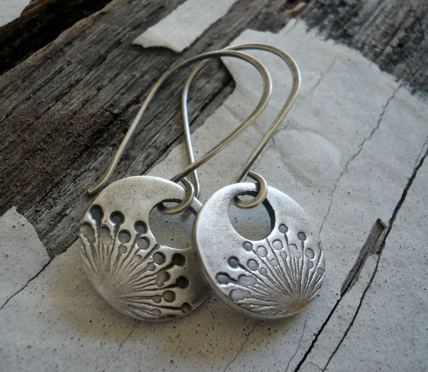 Wishful Earrings- Oxidized fine silver. Dangle earrings.Handmade