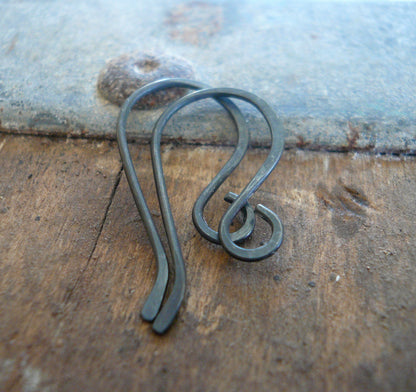 Dandy Sterling Silver Earwires - Handmade. Handforged. Heavily Oxidized Finish.