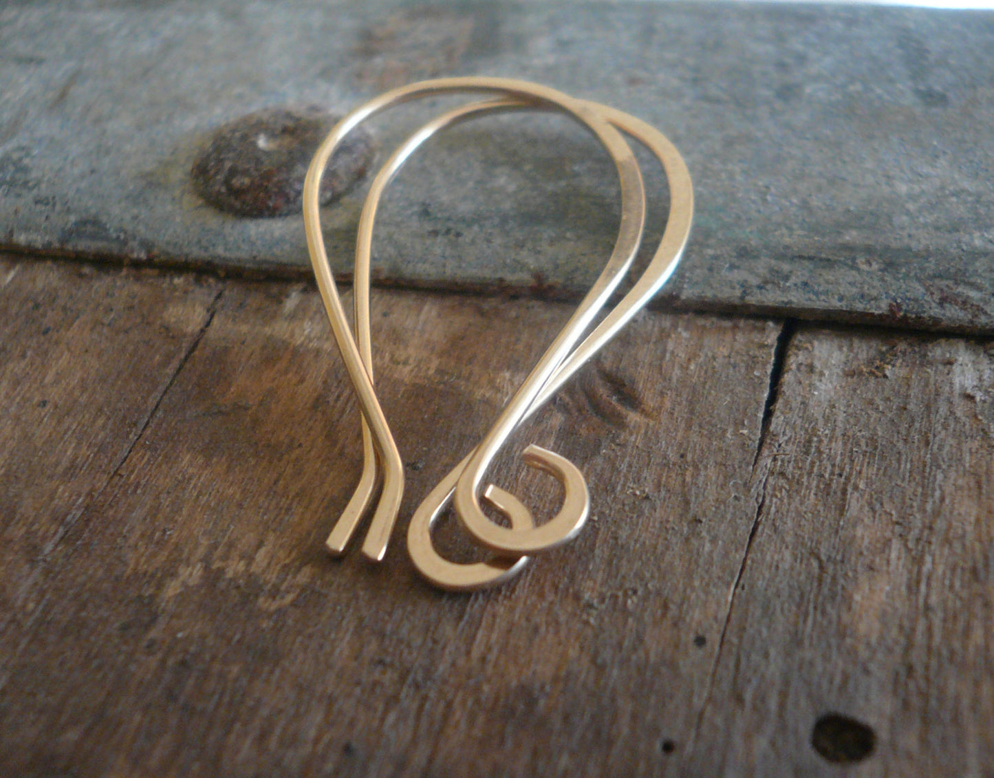 Sway 14kt Yellow or Rose Goldfill Earwires - Handmade. Handforged. Made to Order