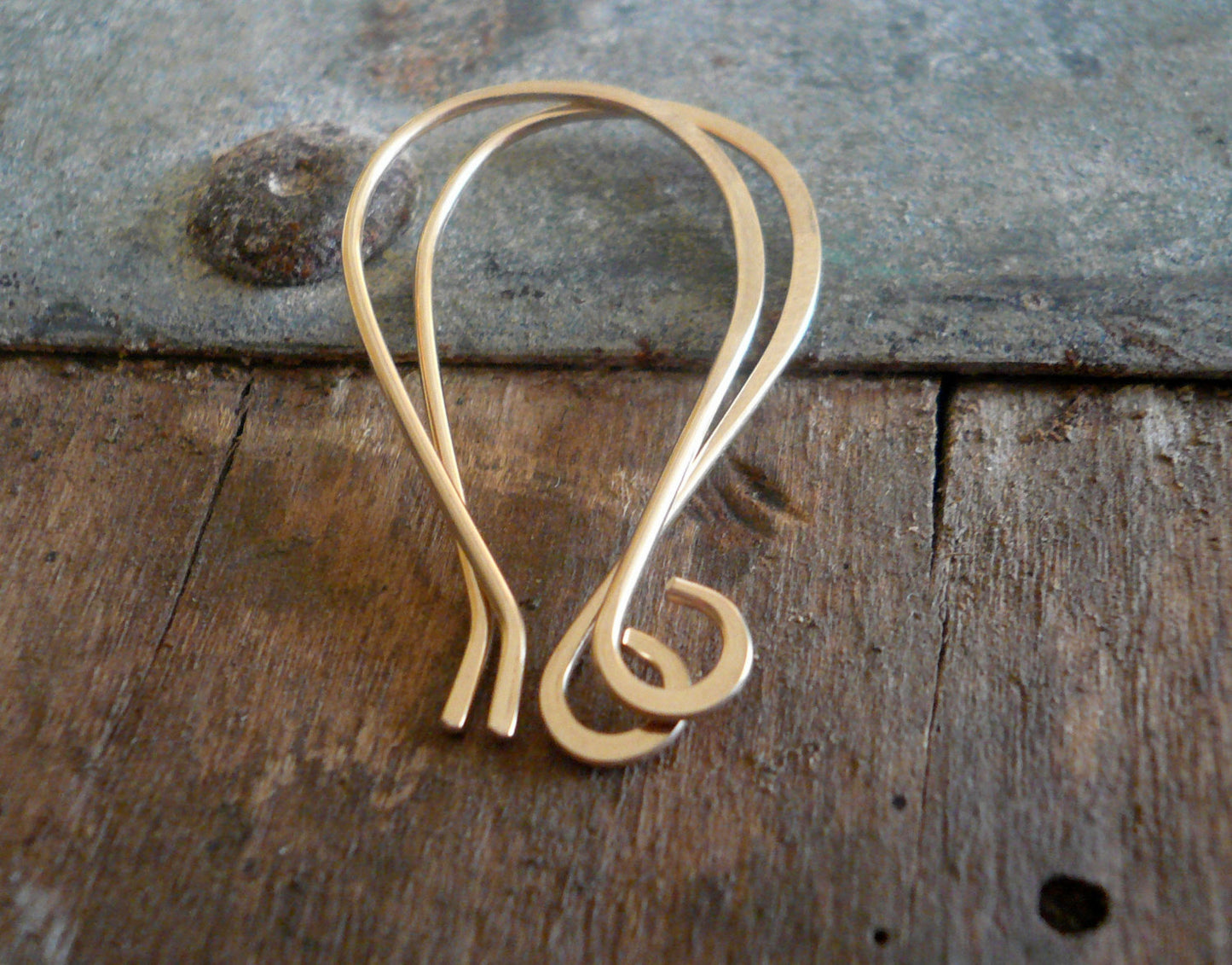 Sway 14kt Yellow or Rose Goldfill Earwires - Handmade. Handforged. Made to Order